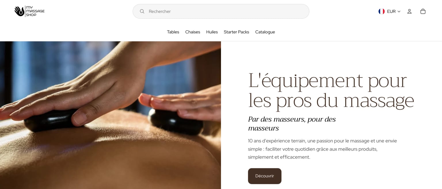 Capture d'écran du site My Massage Shop