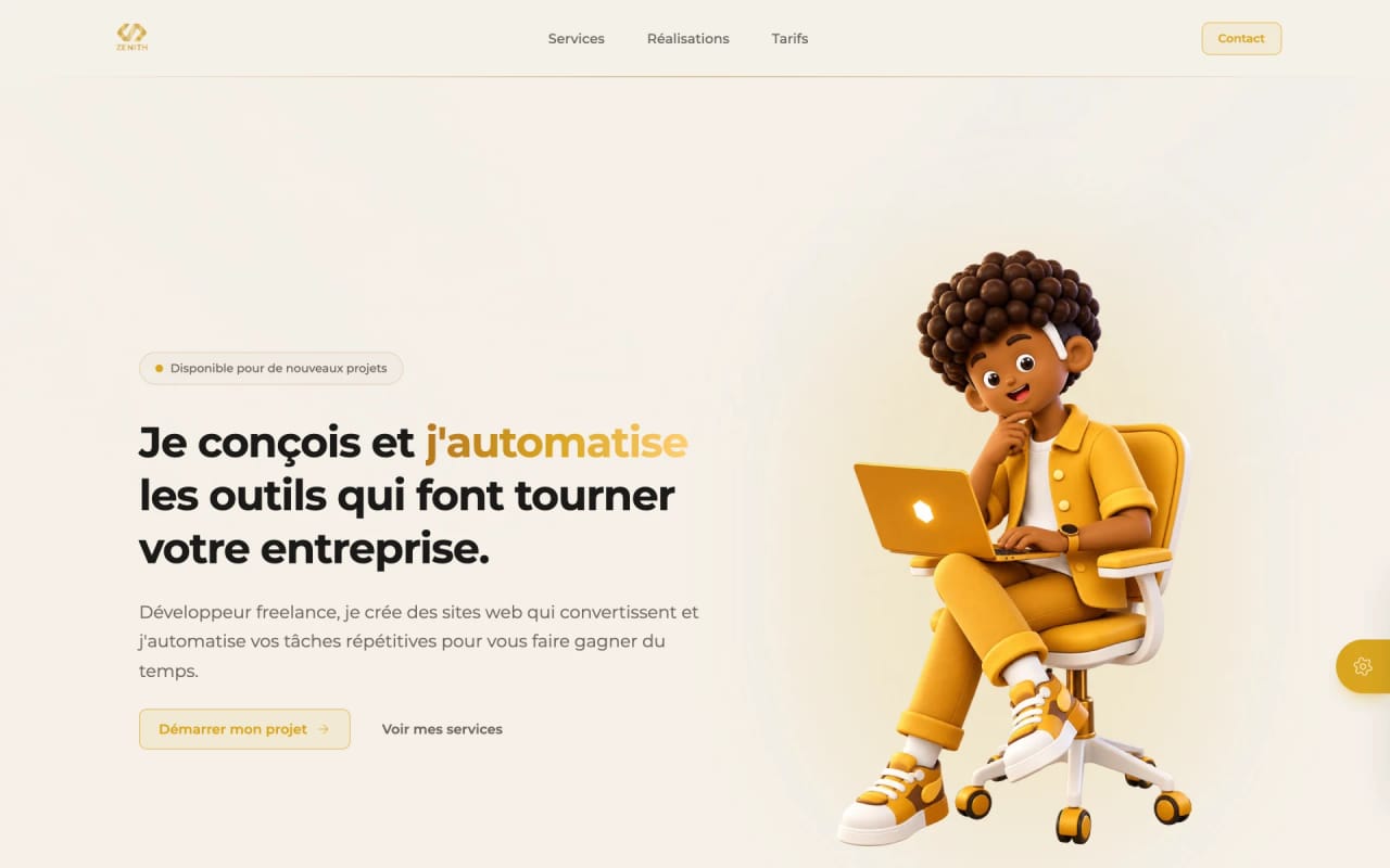 Capture d'écran du site Zenith